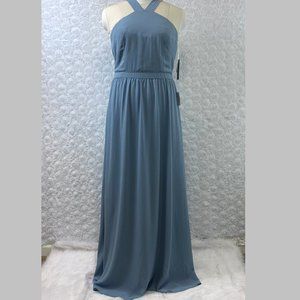 Lulu's Air of Romance Slate Blue Maxi Dress Sz XL